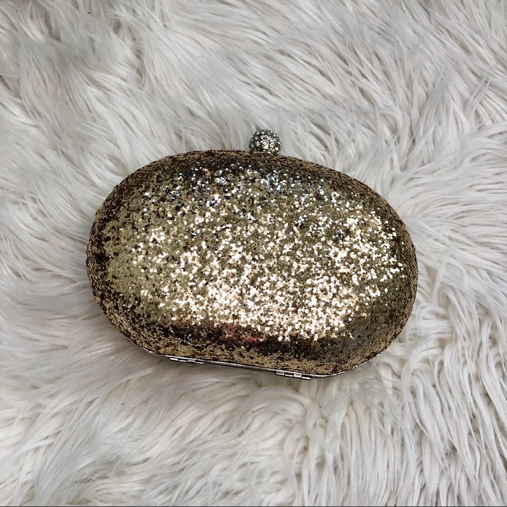 Gold sparkly evening clutch